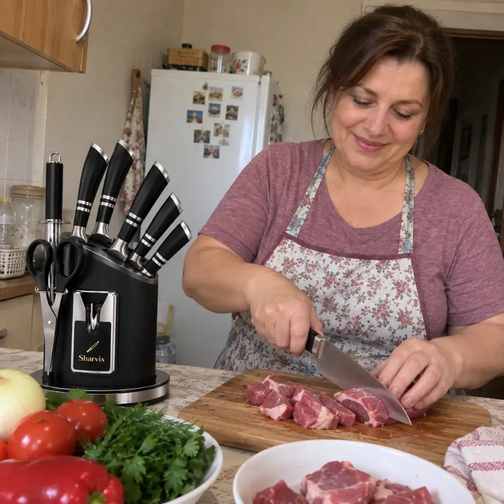 Sharvix ergonomic knife handle in everyday use